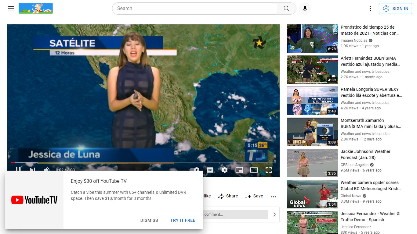 Jessica de Luna clima vestido transparente - YouTube
